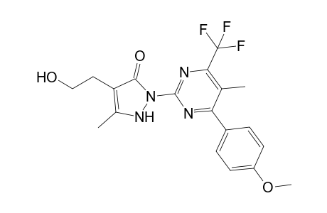 4-(2-hydroxyethyl)-2-[4-(4-methoxyphenyl)-5-methyl-6-(trifluoromethyl)-2-pyrimidinyl]-5-methyl-1H-pyrazol-3-one