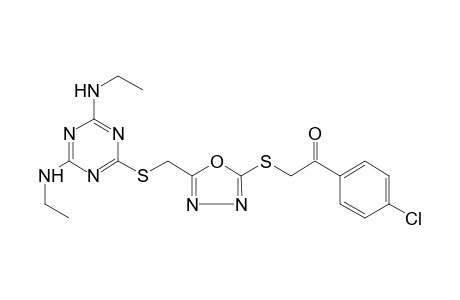 2-{[5-({[4,6-bis(ethylamino)-1,3,5-triazin-2-yl]sulfanyl}methyl)-1,3,4-oxadiazol-2-yl]sulfanyl}-1-(4-chlorophenyl)ethanone