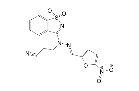propanenitrile, 3-[(2E)-1-(1,1-dioxido-1,2-benzisothiazol-3-yl)-2-[(5-nitro-2-furanyl)methylene]hydrazino]-