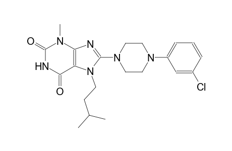 8-[4-(3-chlorophenyl)-1-piperazinyl]-7-isopentyl-3-methyl-3,7-dihydro-1H-purine-2,6-dione