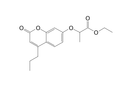 2-[(2-oxo-4-propyl-2H-1-benzopyran-7-yl)oxy]propionic acid, ethyl ester
