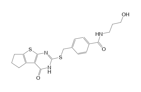 N-(3-hydroxypropyl)-4-{[(4-oxo-3,5,6,7-tetrahydro-4H-cyclopenta[4,5]thieno[2,3-d]pyrimidin-2-yl)sulfanyl]methyl}benzamide