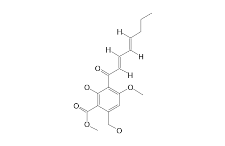 CAVOXIN-METHYLESTER;2-HYDROXY-3-(1-OXO-2E,4E-OCTADIENYL)-4-METHOXY-6-HYDROXYMETHYL-BENZOIC-ACID,METHYLESTER