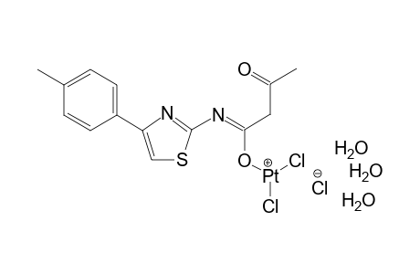dichloro[(1Z)-1-{[4-(4-methylphenyl)-1,3-thiazol-2-yl]imino}-3-oxobutoxy]platinumylium trihydrate chloride