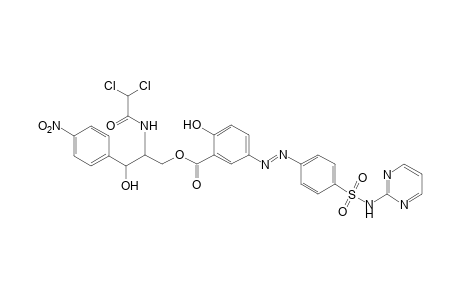 2,2-DICHLORO-N-[beta-HYDROXY-alpha-(HYDROXYMETHYL)-p-NITROPHENETHYL]ACETAMIDE, alpha-ESTER WITH 5-({p-[(2-PYRIMIDINYL)SULFAMOYL]PHENYL}AZO)SALICYLIC ACID