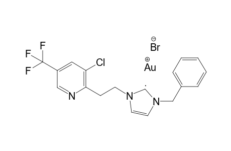 Bromo{1-[(2-ethyl)-3-chloro-5-(trifluoromethyl)pyridine]-3-(benzyl)-1H-imidazolin-2(3H)-ylidene}gold(I)