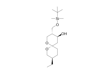 (3R(*),4S(*),6R(*),9R(*))-3-[(t-Butyldimethyl)siloxy]methyl-9-ethyl-1,7-dioxaspiro[5.5]undecan-4-ol