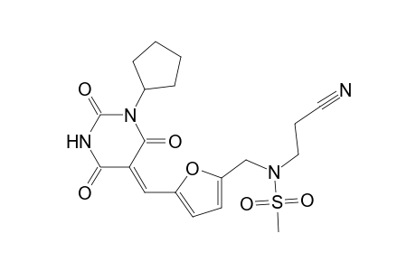 N-(2-cyanoethyl)-N-[[5-[(Z)-(1-cyclopentyl-2,4,6-triketo-hexahydropyrimidin-5-ylidene)methyl]-2-furyl]methyl]methanesulfonamide