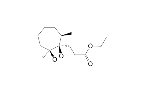 Cycloheptanepropanoic acid, 1,2-dihydroxy-2,7-dimethyl-, ethyl ester, (1.alpha.,2.alpha.,7.beta.)-(.+-.)-