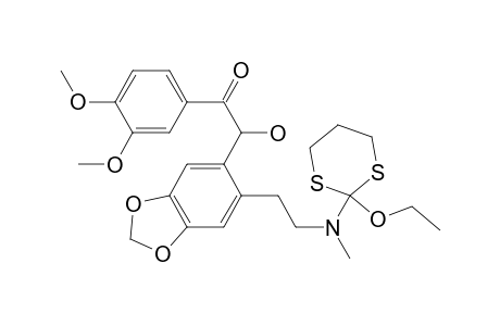 Carbamic acid, [2-[6-[[2-(3,4-dimethoxyphenyl)-1,3-dithian-2-yl]hydroxymethyl]-1,3-b enzodioxol-5-yl]ethyl]methyl-, ethyl ester