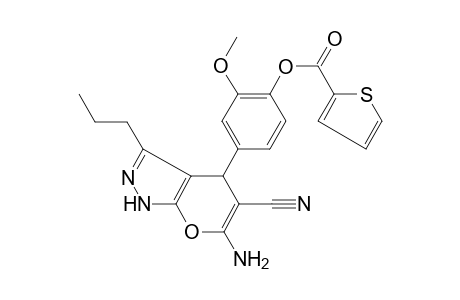 4-(6-Amino-5-cyano-3-propyl-1,4-dihydropyrano[2,3-c]pyrazol-4-yl)-2-methoxyphenyl 2-thiophenecarboxylate