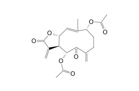 DIACETYLELEGANOLACTONE-B;1-ALPHA,6-ALPHA-DIACETOXY-5-OXO-4(15),9,11(13)-TRIEN-GERMACRA-8-ALPHA,12-OLIDE