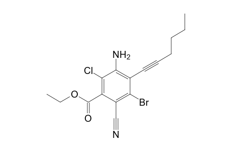 3-Amino-5-bromo-2-chloro-6-cyano-4-hex-1-ynyl-benzoic acid ethyl ester