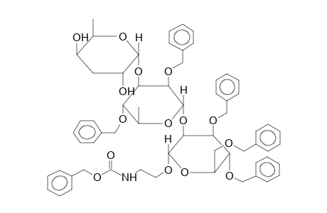 2-BENZYLOXYCARBONYLAMINOETHYL 2-O-[2,4-DI-O-BENZYL-3-O-(3,6-DIDEOXY-ALPHA-D-XYLOHEXOPYRANOSY;)-ALPHA-L-RHAMNOPYRANOSYL]-3,4,6-TRI-O-BENZYL-ALPHA-D-MANNOPYRANOSIDE