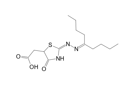 {(2E)-2-[(1-butylpentylidene)hydrazono]-4-oxo-1,3-thiazolidin-5-yl}acetic acid