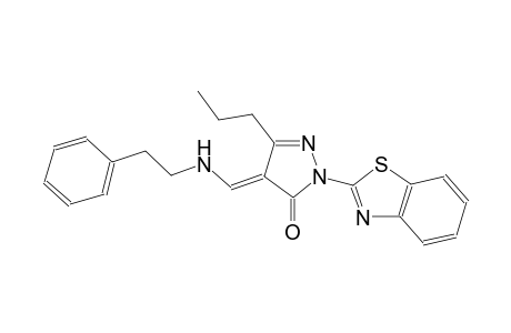 (4E)-2-(1,3-benzothiazol-2-yl)-4-{[(2-phenylethyl)amino]methylene}-5-propyl-2,4-dihydro-3H-pyrazol-3-one