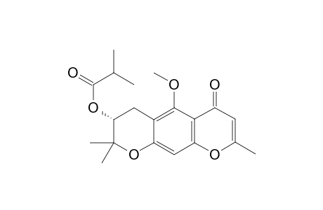 Isobutyric acid-(3R)- 5-methoxy-3,4-dihydro-2,2,8-trimethyl-6-oxo-2H,6H-benzo[1,2-b:5,4-b']dipyran-3-yl ester