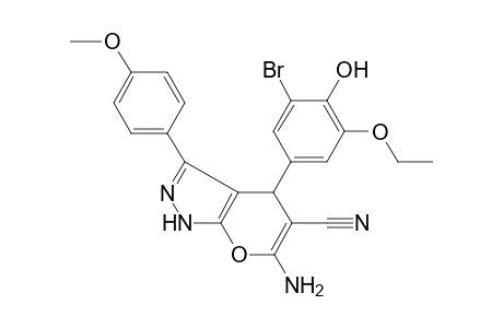 6-Amino-4-(3-bromo-5-ethoxy-4-hydroxy-phenyl)-3-(4-methoxyphenyl)-2,4-dihydropyrano[2,3-c]pyrazole-5-carbonitrile