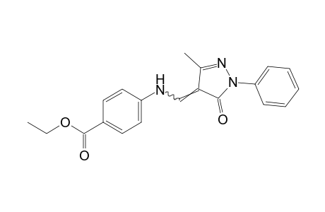 p-{[(3-methyl-5-oxo-1-phenyl-2-pyrazolin-4-ylidene)methyl]amino} benzoic acid, ethyl ester