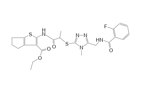 4H-cyclopenta[b]thiophene-3-carboxylic acid, 2-[[2-[[5-[[(2-fluorobenzoyl)amino]methyl]-4-methyl-4H-1,2,4-triazol-3-yl]thio]-1-oxopropyl]amino]-5,6-dihydro-, ethyl ester