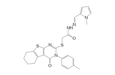 2-{[3-(4-methylphenyl)-4-oxo-3,4,5,6,7,8-hexahydro[1]benzothieno[2,3-d]pyrimidin-2-yl]sulfanyl}-N'-[(E)-(1-methyl-1H-pyrrol-2-yl)methylidene]acetohydrazide