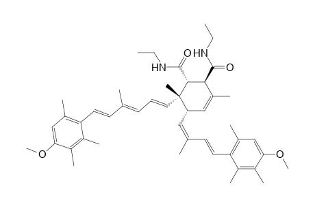 3-Cyclohexene-1,2-dicarboxamide, N,N'-diethyl-5-[4-(4-methoxy-2,3,6-trimethylphenyl)-2-methyl-1,3-butadienyl]-6-[6-(4-methoxy-2,3,6-trimethylphenyl)-4-methyl-1,3,5-hexatrienyl]-3,6-dimethyl-, [1.alpha.,2.beta.,5.alpha.(1E,3E),6.beta.(1E,3E,5E)]-(.+-.)-