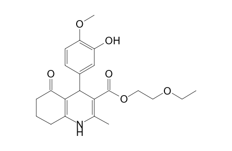 2-Ethoxyethyl 4-(3-hydroxy-4-methoxy-phenyl)-2-methyl-5-oxo-4,6,7,8-tetrahydro-1H-quinoline-3-carboxylate