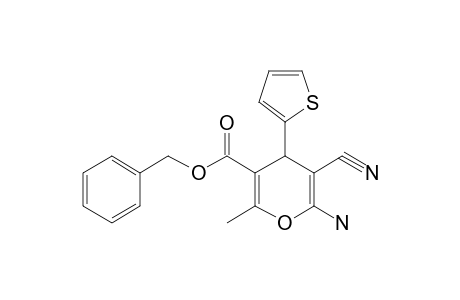 4H-Pyrane-3-carboxylic acid, 6-amino-5-cyano-2-methyl-4-(2-thienyl)-, benzyl ester