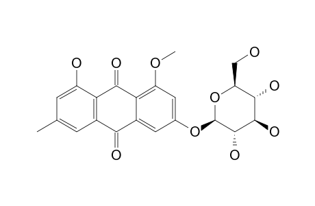 1-HYDROXY-8-METHOXY-3-METHYL-6-O-BETA-D-GLUCOPYRANOSYL-ANTHRAQUINONE