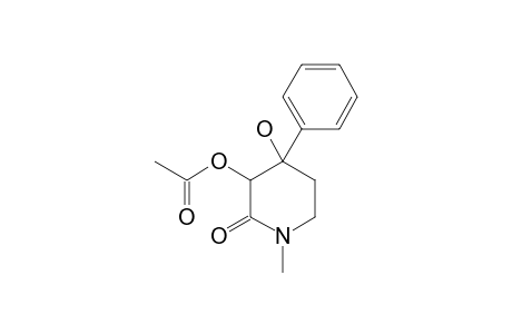 3-ACETOXY-4-HYDROXY-1-METHYL-2-OXO-4-PHENYLPIPERIDINE;MAJOR_ISOMER