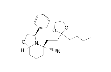 5H-Oxazolo[3,2-a]pyridine-5-carbonitrile, 5-[2-(2-butyl-1,3-dioxolan-2-yl)ethyl]hexahydro-3-phenyl-, [3R-(3.alpha.,5.beta.,8a.beta.)]-