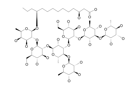 #11A;QUAMOCLINIC-ACID-F;(3S,11S)-IPUROLIC-ACID-11-O-ALPHA-L-RHAMNOPYRANOSYL-(1->3)-O-BETA-D-QUINOVOPYRANOSYL-(1->2)-O-BETA-D-GLUCOPYRANOSYL-(1->3)-[O-BETA-D-QU