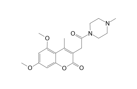 2H-1-benzopyran-2-one, 5,7-dimethoxy-4-methyl-3-[2-(4-methyl-1-piperazinyl)-2-oxoethyl]-