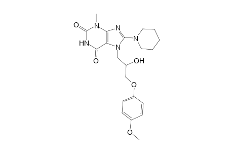 1H-purine-2,6-dione, 3,7-dihydro-7-[2-hydroxy-3-(4-methoxyphenoxy)propyl]-3-methyl-8-(1-piperidinyl)-