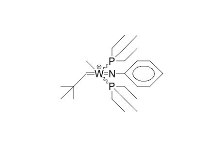 Methyl-neopentylidene-bis(triethyl-phosphino)-phenylimido tungsten cation