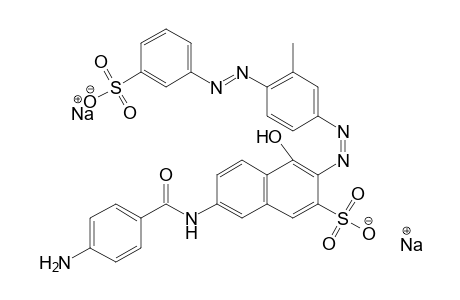 2-Naphthalenesulfonic acid, 7-[(4-aminobenzoyl)amino]-4-hydroxy-3-[[3-methyl-4-[(sulfophenyl)azo]phenyl]azo]-, disodim salt