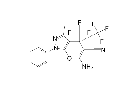 6-Amino-3-methyl-1-phenyl-4,4-bis(trifluoromethyl)-1,4-dihydropyrano[2,3-c]pyrazole-5-carbonitrile