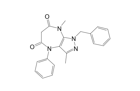 1-benzyl-1,8-dihydro-3,8-dimethyl-4-phenylpyrazolo[3,4-b][1,4]-diazepine-5,7(4H,6H)-dione