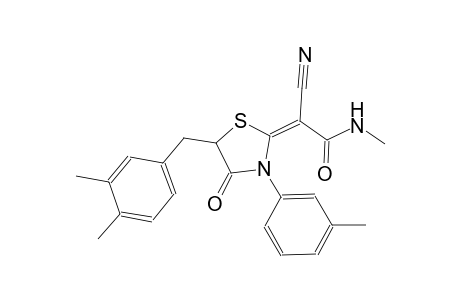 (2E)-2-cyano-2-[5-(3,4-dimethylbenzyl)-3-(3-methylphenyl)-4-oxo-1,3-thiazolidin-2-ylidene]-N-methylethanamide