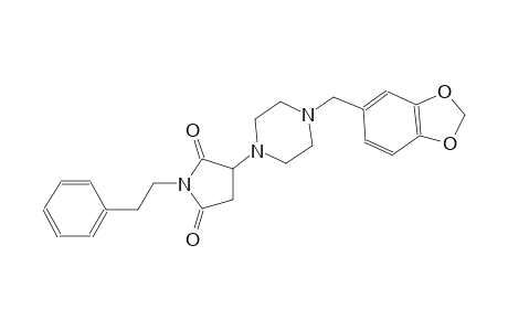 3-[4-(1,3-benzodioxol-5-ylmethyl)-1-piperazinyl]-1-(2-phenylethyl)-2,5-pyrrolidinedione