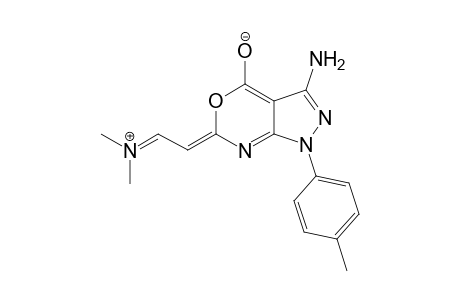 (E)-3-Amino-6-(N.N-dimethylimmonio)ethylidene-4-oxido-1-(4'-tolyl)pyrazolo[3,4-d][3,1]-oxazine