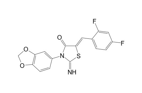 (5Z)-2-azanylidene-3-(1,3-benzodioxol-5-yl)-5-[[2,4-bis(fluoranyl)phenyl]methylidene]-1,3-thiazolidin-4-one