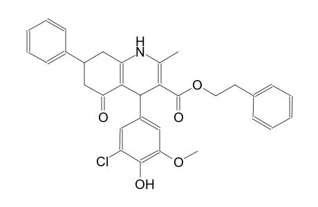 2-phenylethyl 4-(3-chloro-4-hydroxy-5-methoxyphenyl)-2-methyl-5-oxo-7-phenyl-1,4,5,6,7,8-hexahydro-3-quinolinecarboxylate