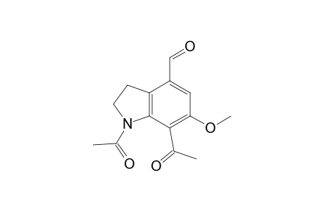 1H-Indole-4-carboxaldehyde, 1,7-diacetyl-2,3-dihydro-6-methoxy-