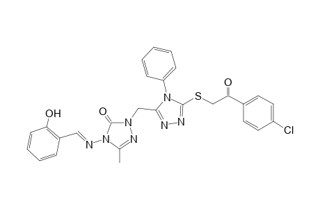 2-[(5-{[2-(4-Chlorophenyl)-2-oxoethyl]thio}-4-phenyl-4H-1,2,4-triazol-3-yl)methyl]-4-{[(1E)-(2-hydroxyphenyl)methylene]amino}-5-methyl-2,4-dihydro-3H-1,2,4-triazol-3-one