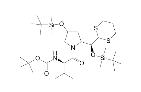 t-Butoxycarbonyl-L-valyl-(2R)-2,5-bis[(t-butyl)dimethylsilyloxy]-homoprolinal - trimethylene dithioacetal