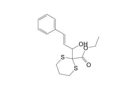 1,3-Dithiane-2-carboxylic acid, 2-(1-hydroxy-3-phenyl-2-propenyl)-, ethyl ester, (E)-