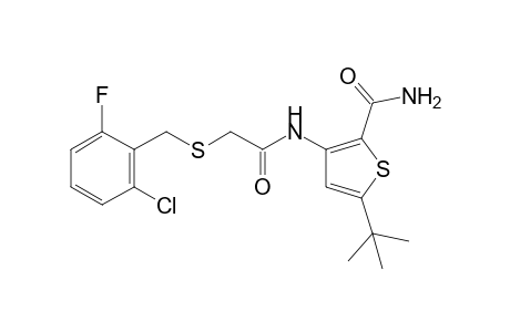 5-tert-butyl-3-{2-[(2-chloro-6-fluoronbenzyl)thio]acetamido}-2-thiophenecarboxamide