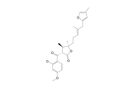 FUKANEDONE_E;3-S*-(2-HYDROXY-4-METHOXYBENZOYL)-4-R*,5-R*-DIMETHYL-5-[4-METHYL-5-(4-METHYL-2-FURYL)-3-(E)-PENTEN-1-YL]-TETRAHYDRO-2-FURANONE