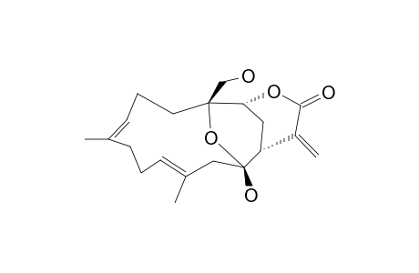 DURUMHEMIKETALOLIDE_A;(1-R*,3-R*,4-S*,14-S*,7-E,11-E)-14,18-DIHYDROXY-4,14-EPOXYCEMBRA-7,11,15-(17)-TRIEN-16,3-OLIDE